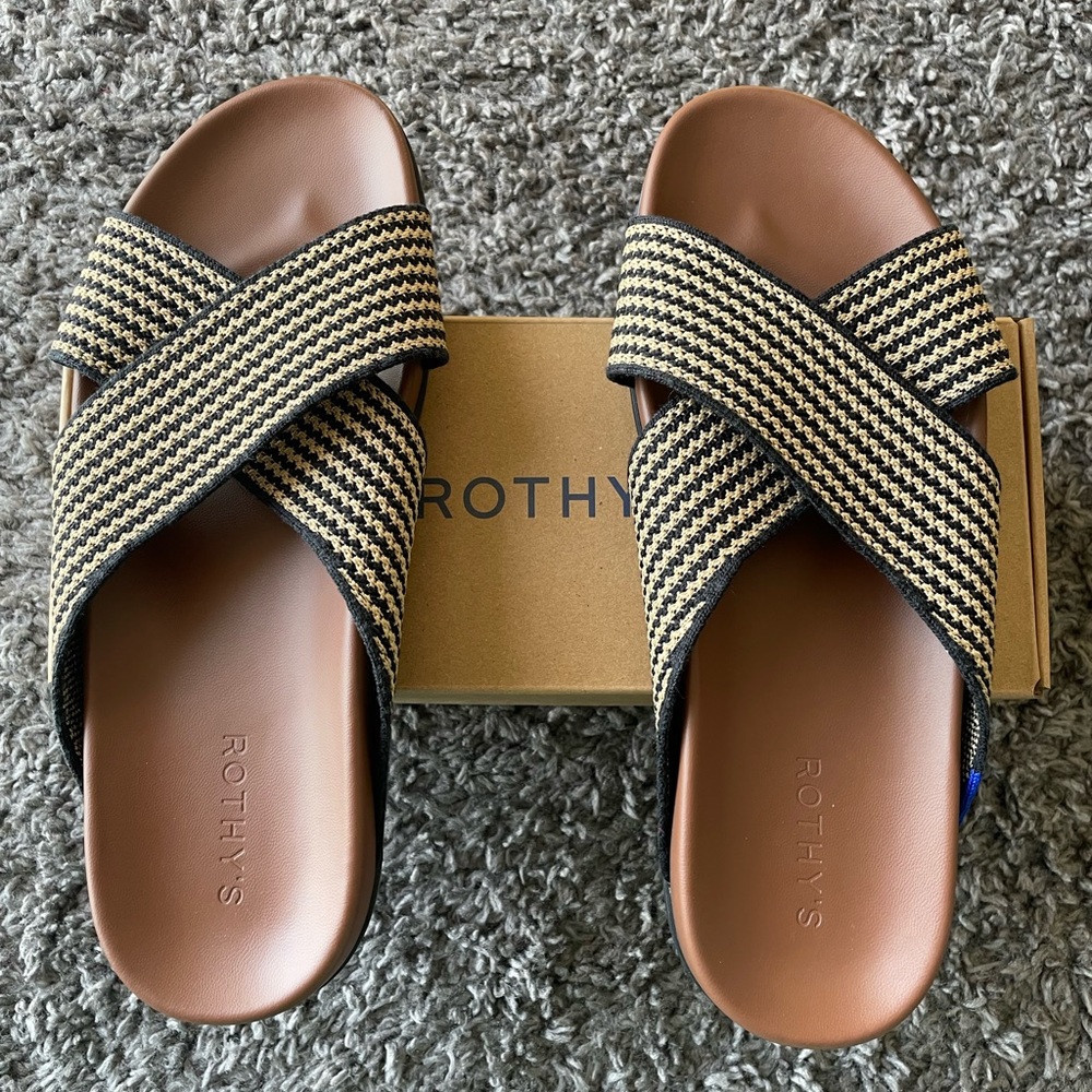Rothy's Toffee Stripe Slide Sandals